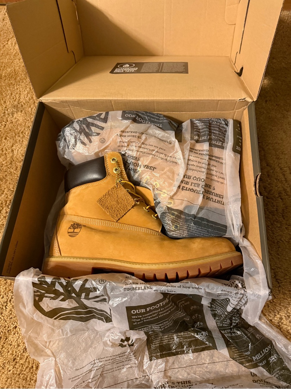 Timberland Wheat Nubuck 6-Inch Work Boot - Brown/Black Collar